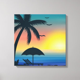 Impression de toile de coucher de soleil tropicale