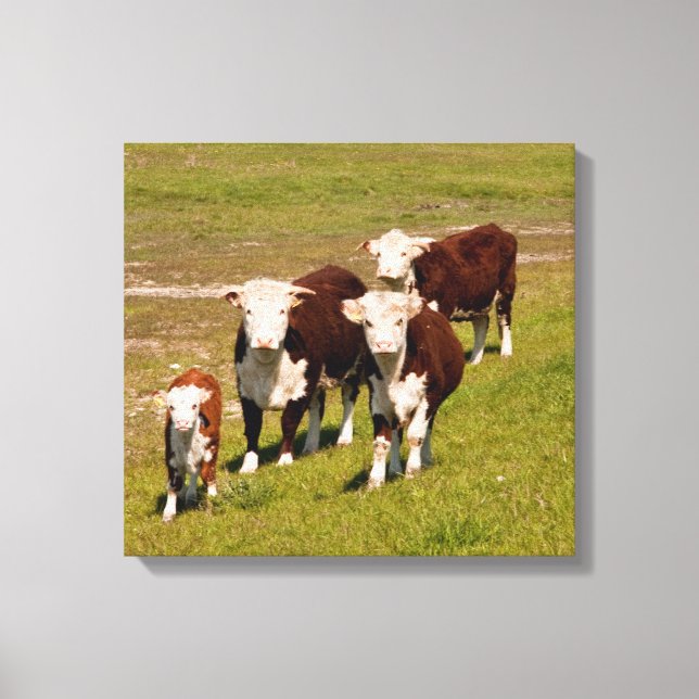Impression de toile de la famille de vaches (Recto)