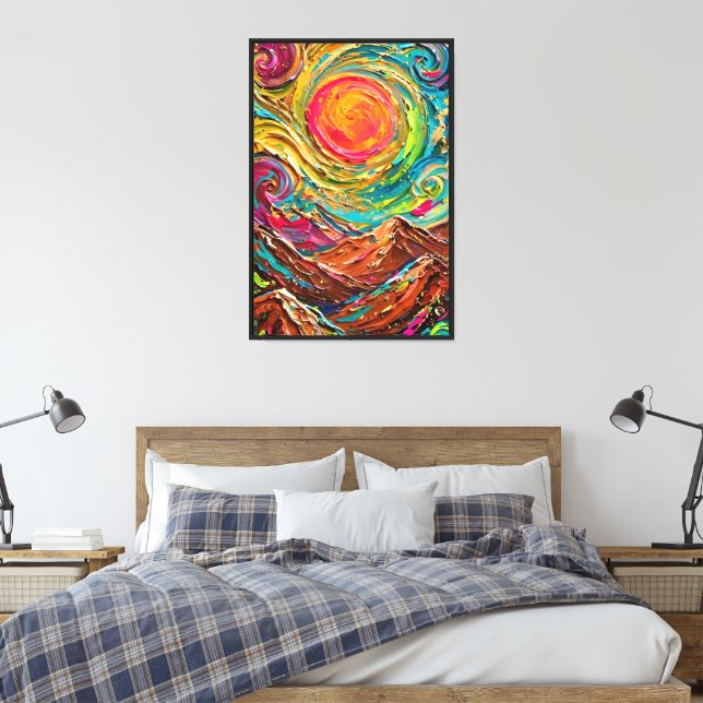 Impression de toile de paysage de montagne texturé (Insitu(Chambre))