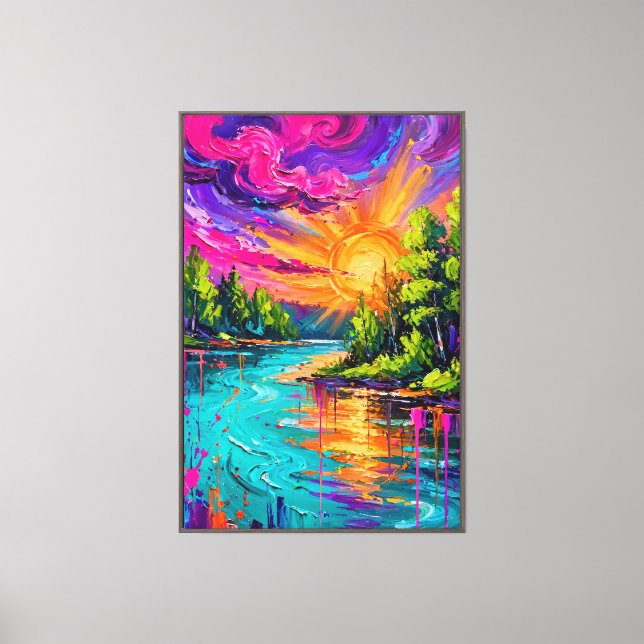 Impression de toile de rivière ensoleillée vive -  (Recto)