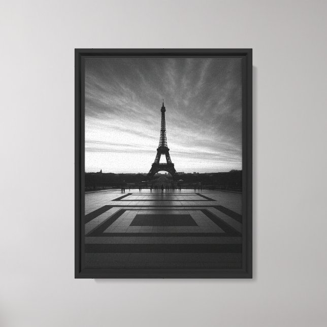 Impression de toile encadrée Monochrome Tour Eiffe (Recto)