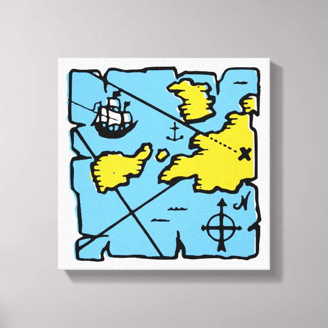 Impression de toile étirée de la carte de pirates  (Recto)