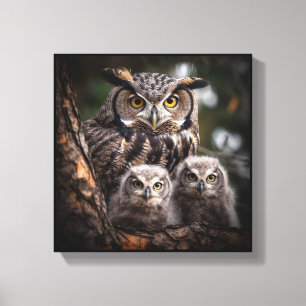 Impression de toile étirée de la famille Owl