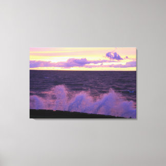 Impression de toile étirée de vague de coucher de 