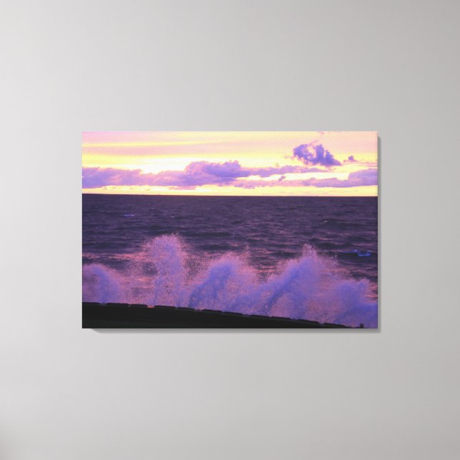 Impression de toile étirée de vague de coucher de  (Recto)