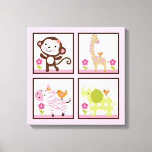 Impression de toile Jungle Jill Girl Animals 16x16