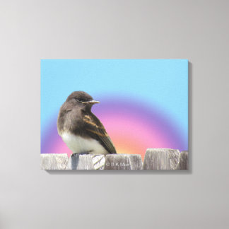 Impression de toile - Oiseau à la clôture