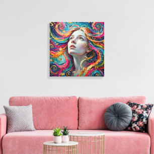 Impression de toile Portrait de femme sous une nui