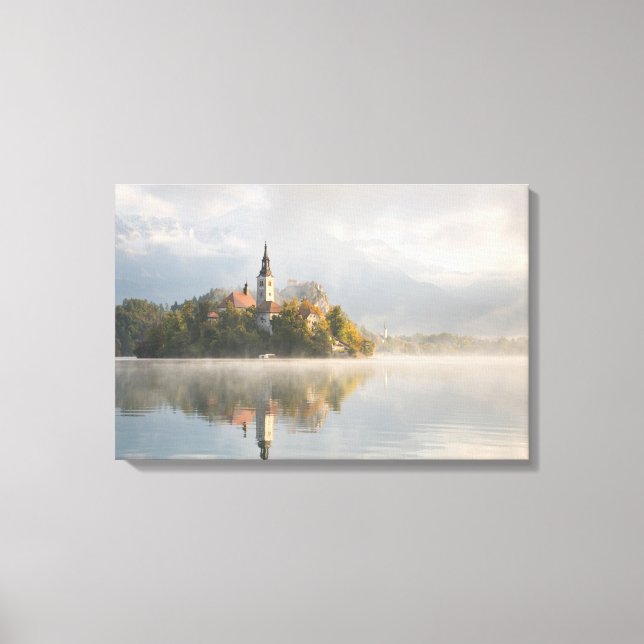 Impression de toile solaire Foggy Bled Lake (Recto)