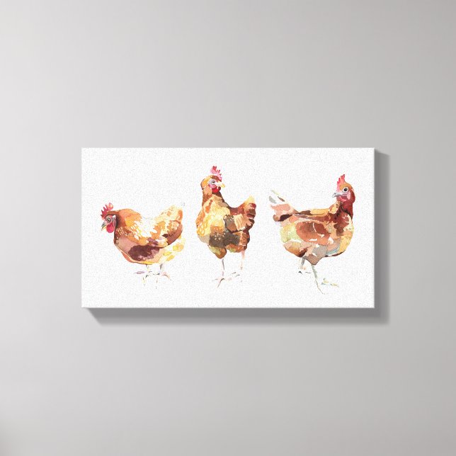 Impression de toile - Trois poulets d'élevage (Recto)