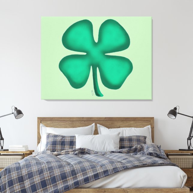 Impression de toile verte Lucky 4 Leaf Irish Clove (Insitu(Chambre))