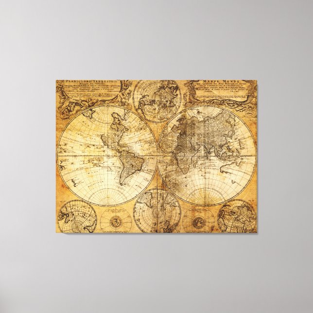 Impression de toile World Continent Map datant du  (Recto)