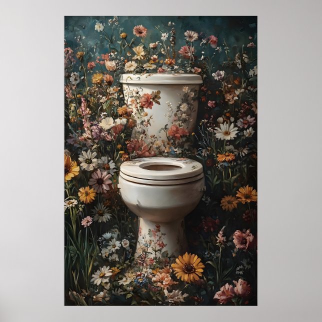Impression de toilettes florales, affiche de salle (Devant)