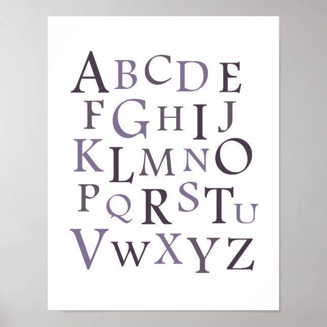 Impression de typographie de nurserie ABC violet (Devant)