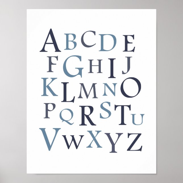 Impression de typographie pour la nurserie ABC Ble (Devant)
