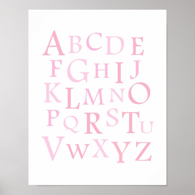 Impression de typographie pour la nurserie ABC ros (Devant)