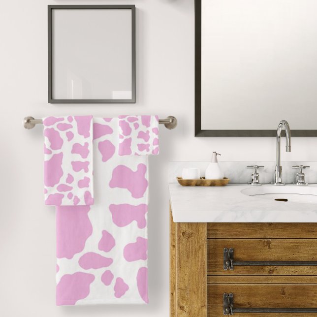 Impression de vache rose (Pink Cow Spots Animal Print Pattern Bath Towel Set by Looly Elzayat)