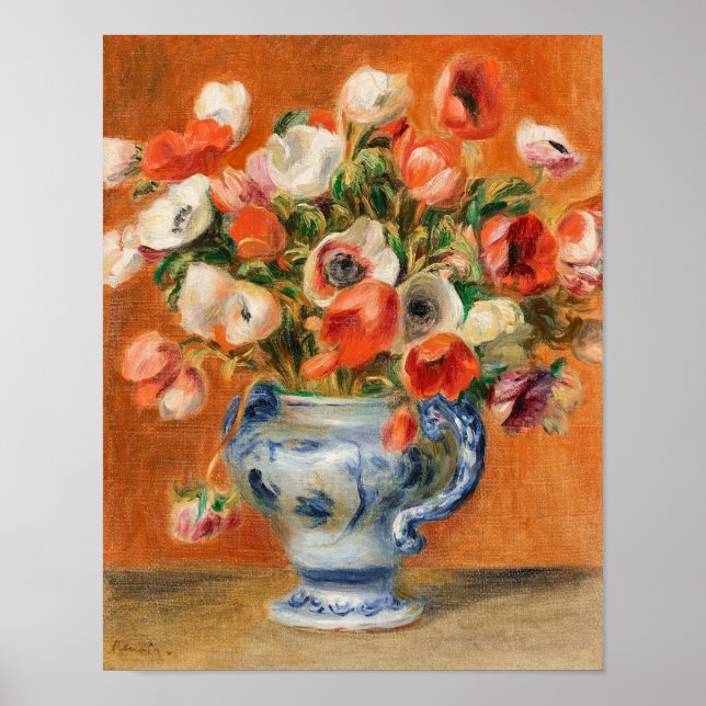 Impression de Vase d'anémones par Renoir (Devant)