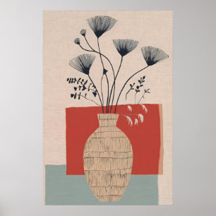 Impression de vase floral de terre cuite moderne d