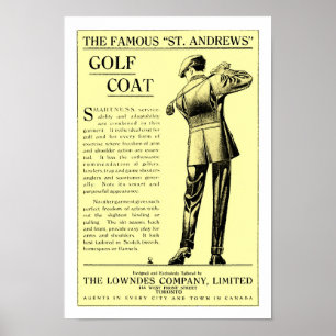 Impression de vêtements de golf 1915