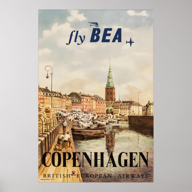 Impression de vieille affiche de voyage à Copenhag (Devant)