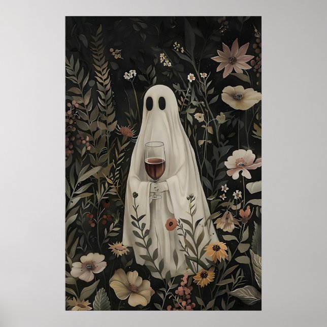 Impression de vin fantôme floral, Halloween de la  (Devant)
