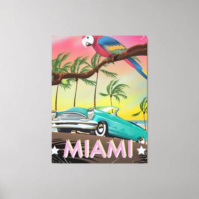 Impression de voyage rétro vintage Miami (Recto)