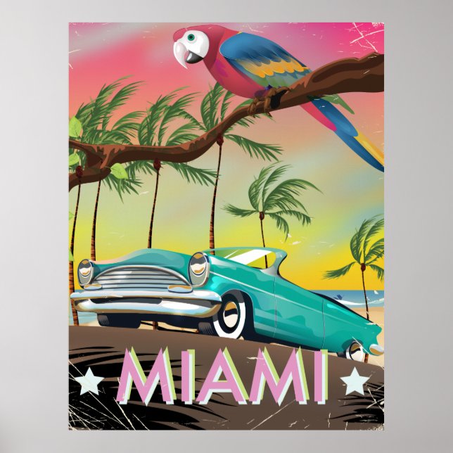 Impression de voyage rétro vintage Miami (Devant)