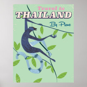 Impression de voyage vintage singe Thaïlande
