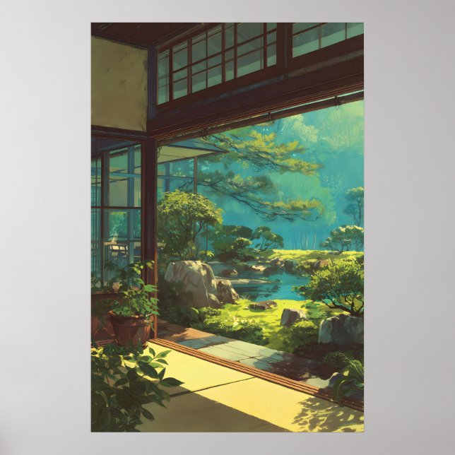 Impression de vue de jardin japonais tranquille -  (Devant)
