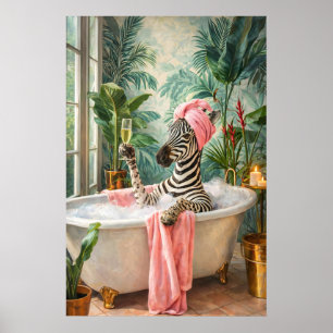 Impression de zèbre au bain, Art mural de spa anim