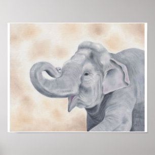 Impression d'éléphant d'Asie 28x36cm