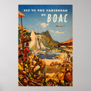 Impression des Caraïbes Affiche de voyage BOAC