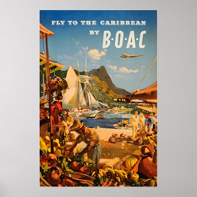 Impression des Caraïbes Affiche de voyage BOAC (Devant)