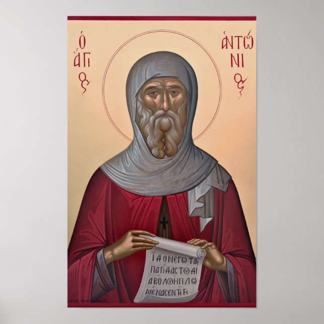 Impression d'icône orthodoxe de St. Antoine le Tha (Devant)