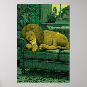 Impression d'illustration de lion dans un cadre in