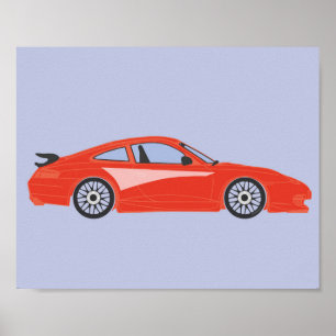 Impression d'illustration de voiture de dessin ani