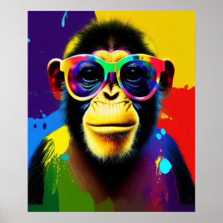 Impression DJ Monkey, Lunettes Colorées Élégantes,