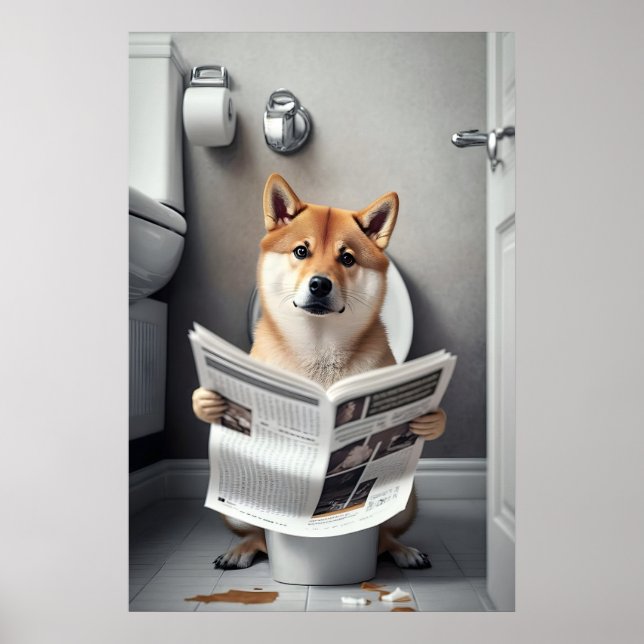 Impression drôle de Shiba Inu dans la salle de bai (Devant)