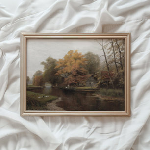 Impression du lac d'automne, Art mural du feuillag