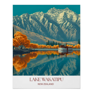 Impression du lac Wakatipu Art mural de Nouvelle