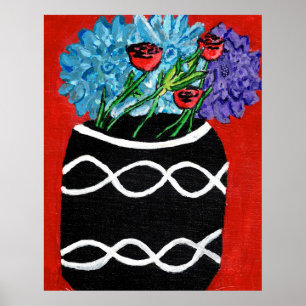 Impression d'un bouquet floral dans un vase (semi-