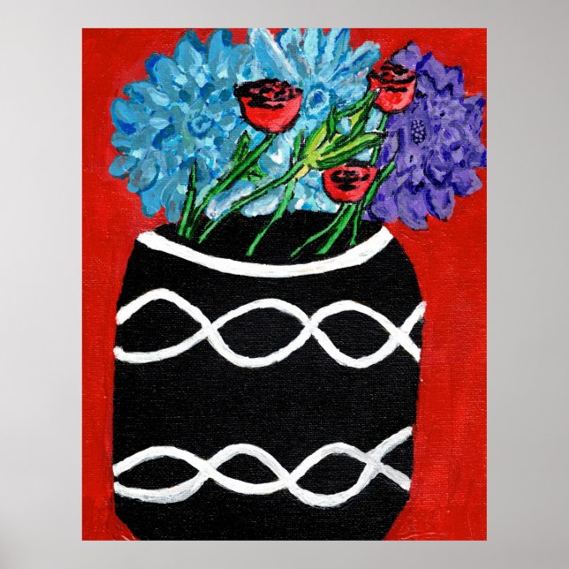 Impression d'un bouquet floral dans un vase (semi- (Devant)
