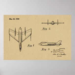 Impression d'un dessin d'avion à réaction de 1950