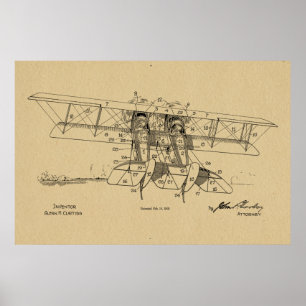 Impression d'un dessin d'avion Biplane de 1919