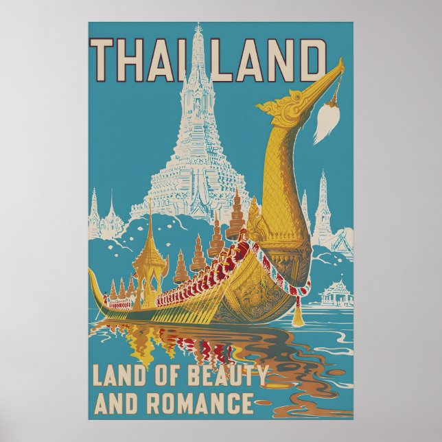 Impression d'une affiche de voyage vintage en Thaï (Devant)