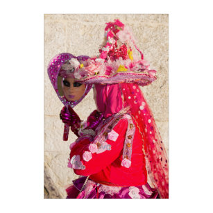 Impression En Acrylique Costume du Carnaval rouge, Venise