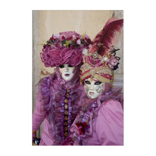 Impression En Acrylique Couple En Costume De Carnaval, Venise