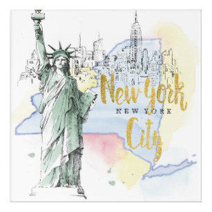 Impression En Acrylique État de statue de New York   de la liberté