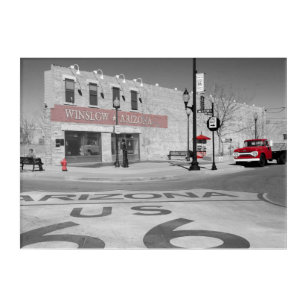 Impression En Acrylique Route 66 Sud-Ouest Winslow Arizona Monochrome 